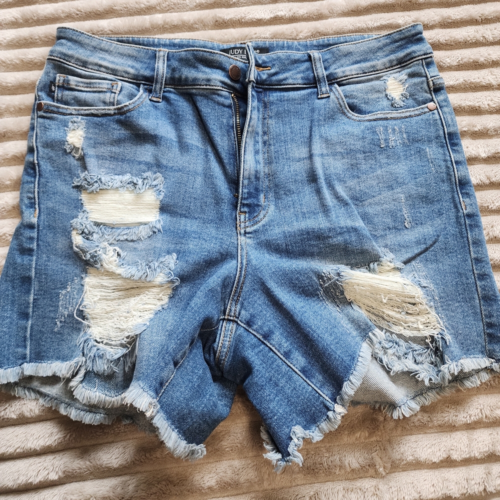 Judy Blue High-Waisted Distressed Jean Shorts